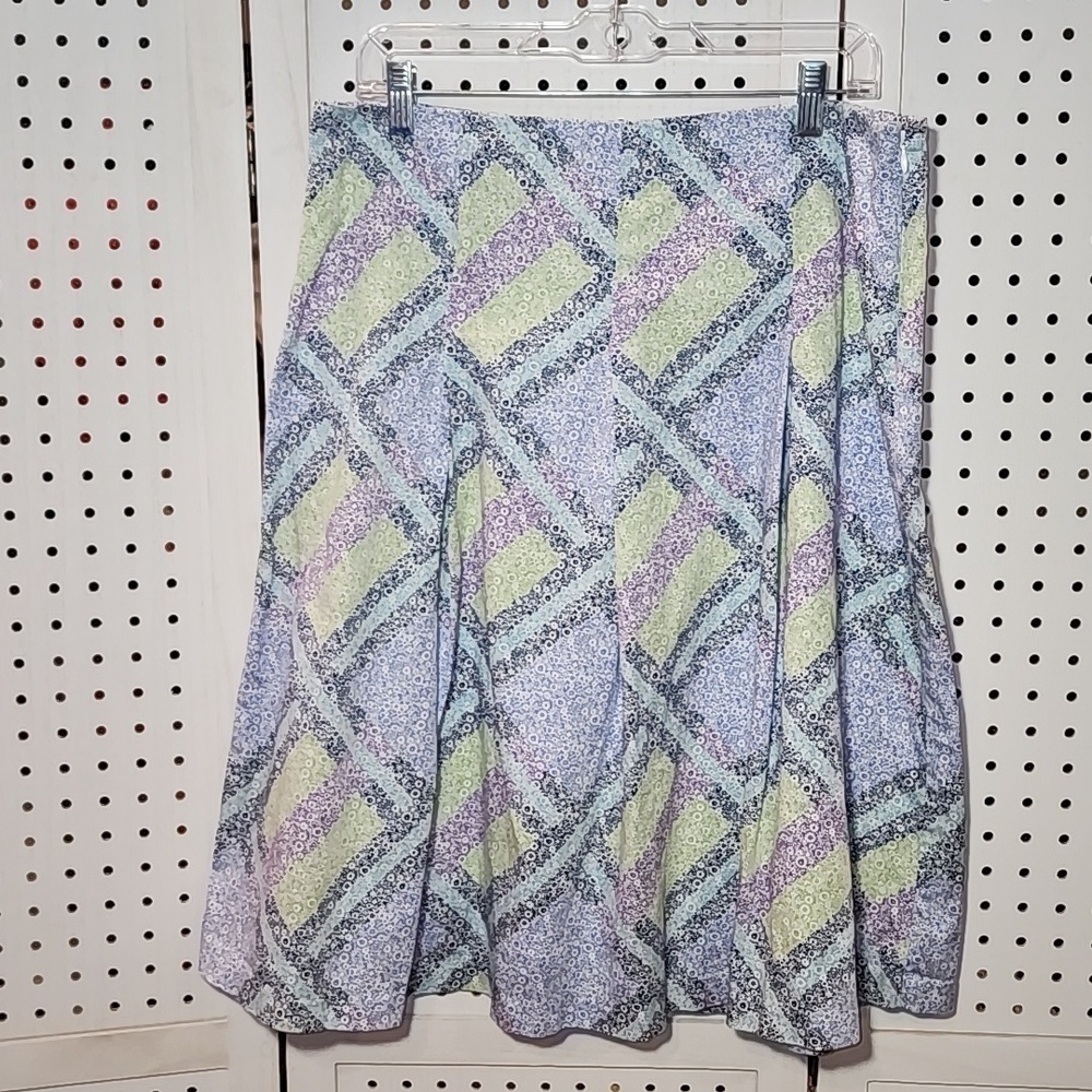 Talbots size 14 Multi-Colored Geometric Print Lightweight A-Line Skirt